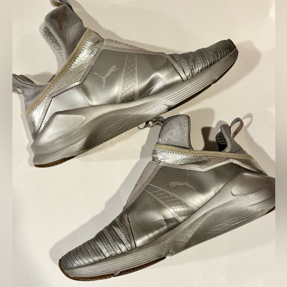 Puma Fierce Metallic Silver Slip On Sneakers Woman’s Size 9 - Picture 2 of 14